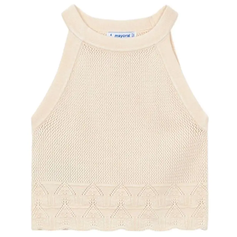 Beige mouwloze knitted top 3027