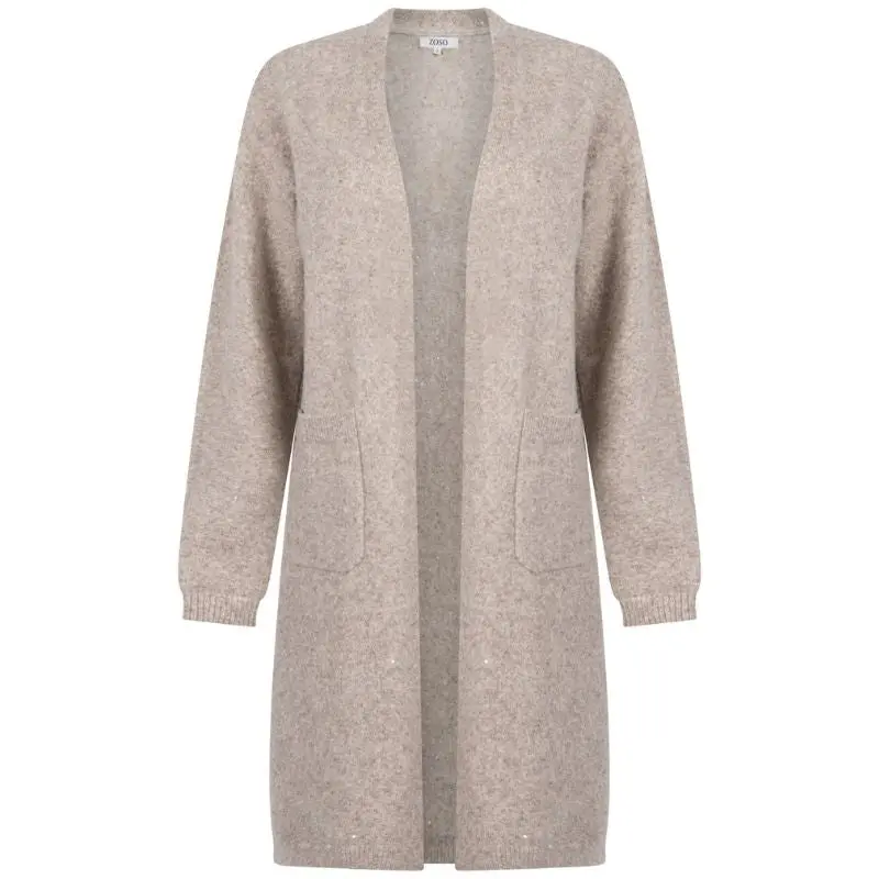 Beige openvallend gemeleerd vest Chloe