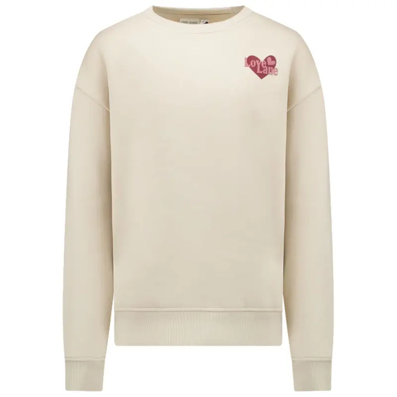 Beige ronde hals backprint sweater Cleo