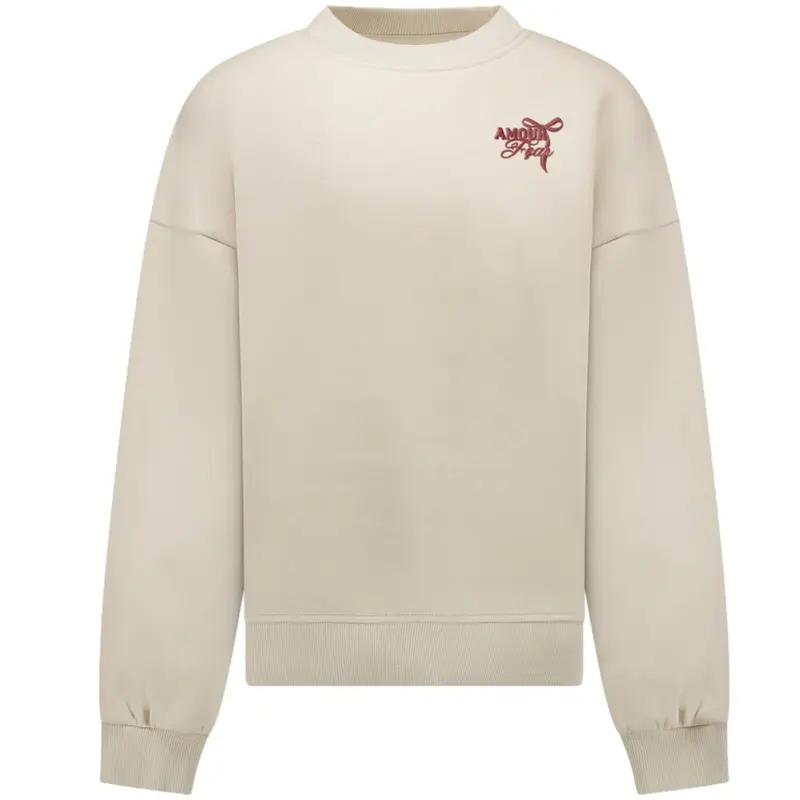 Beige ronde hals backprint sweater Suzie