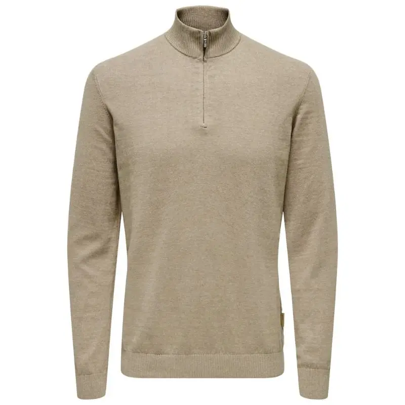 Beige zip pullover Loui knitted