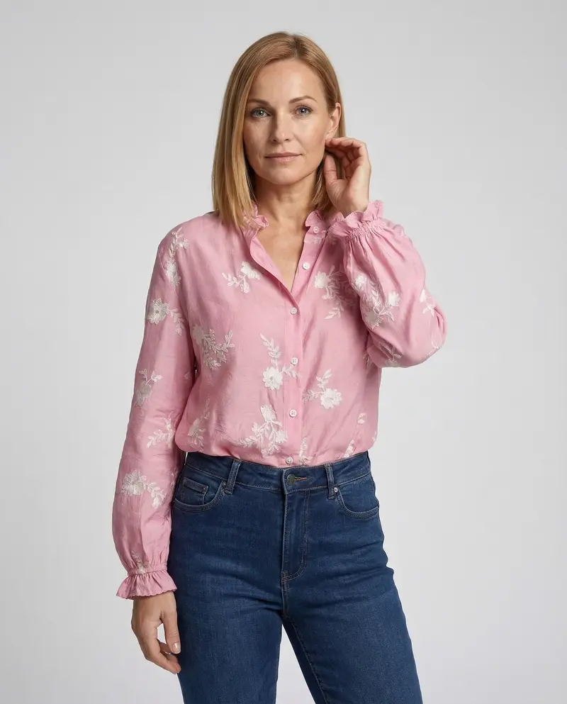 Bestickte Bluse Mit Ballonärmeln Damen