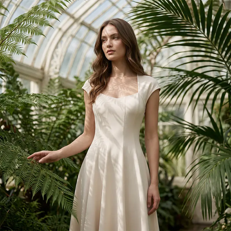 Bethiena | Elegantes A-Linien-Kleid mit Karree-Ausschnitt
