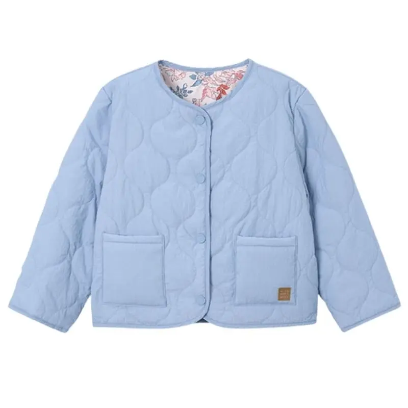 Blauw geprinte reversible padded jacket 3452