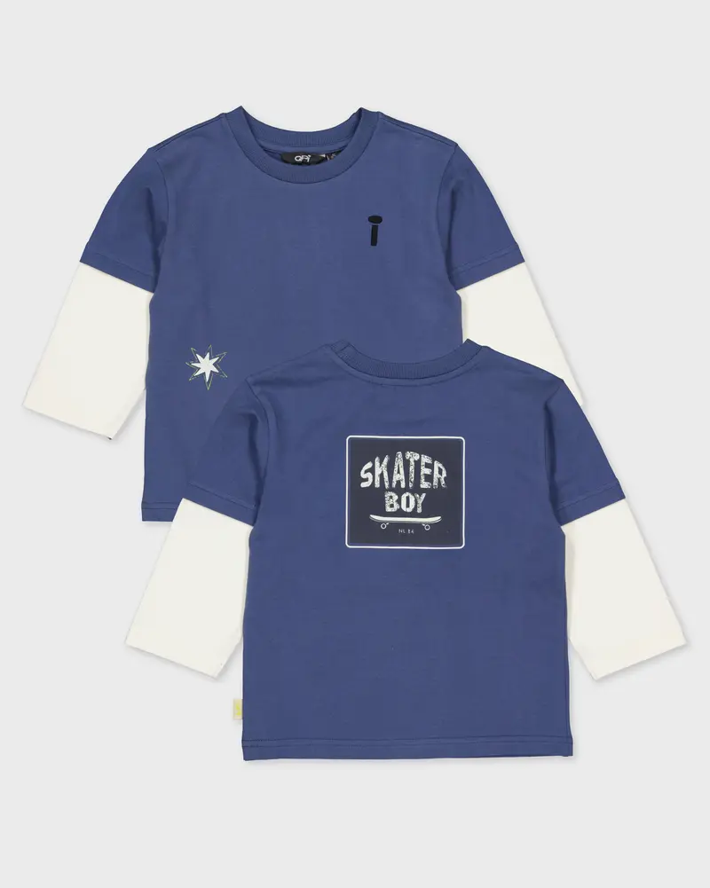 Blauwe longsleeve met ecru mouwen | Deep Cobalt