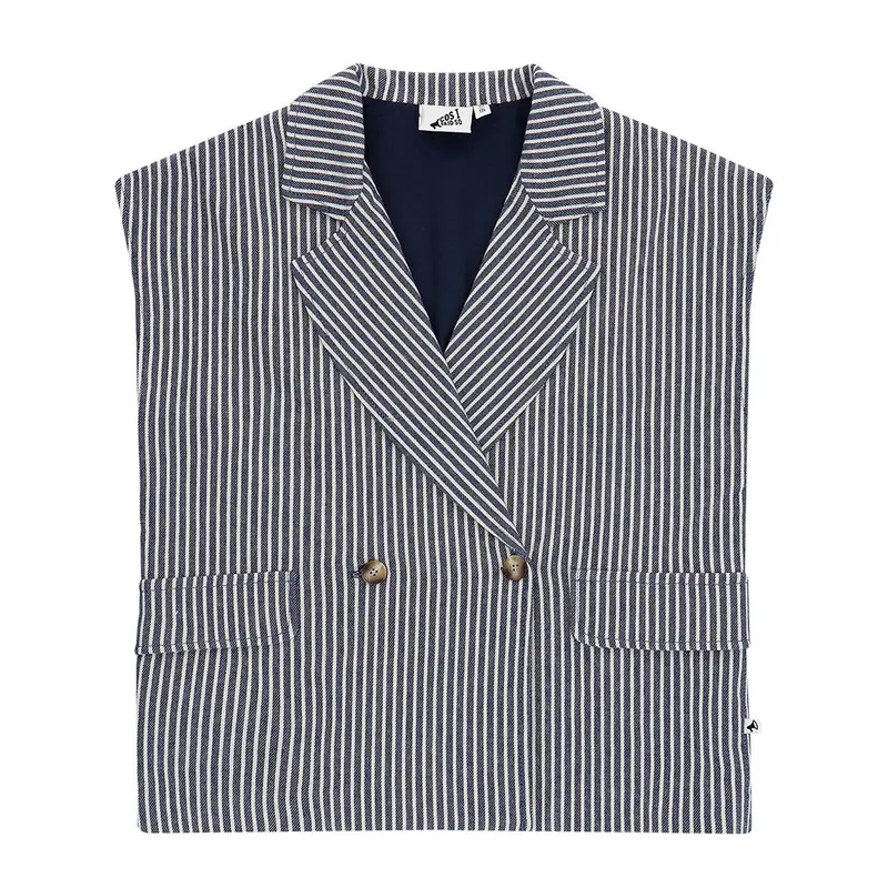 Blazer Sleeveless Striped Denim