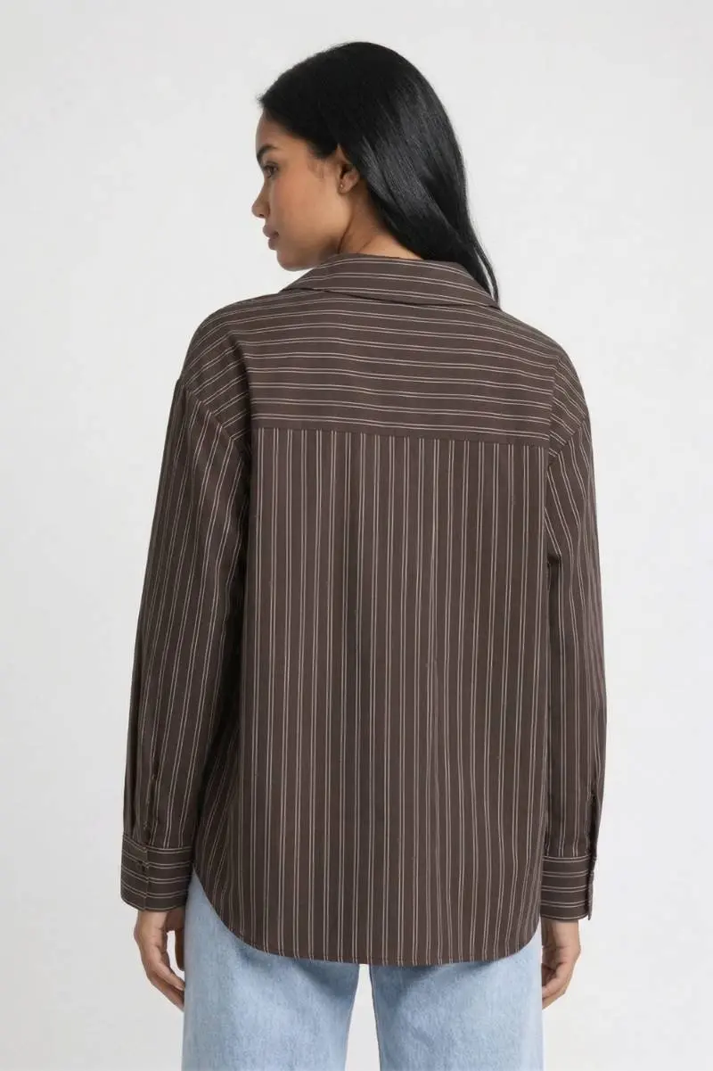 Bluse Damen - Oversized | Gestreift & Klassischer Kragen