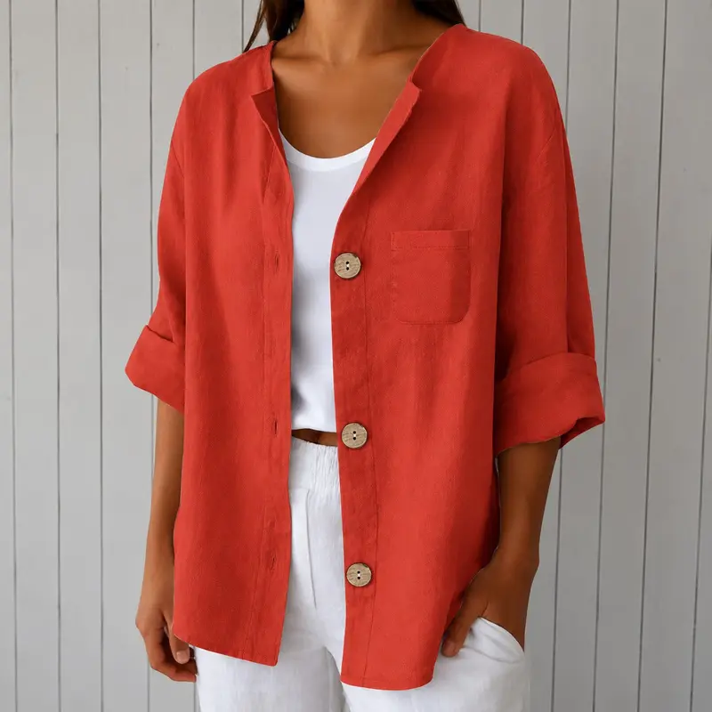 Bluse Marie™ mit Frontknöpfen, 3/4-Ärmeln und Brusttasche
