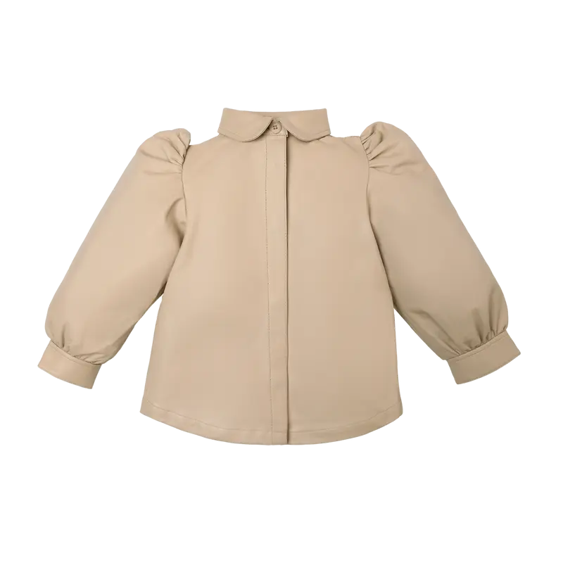 Boa Leather Blouse | Light Beige Leather