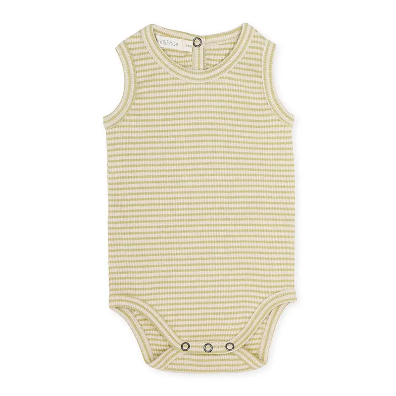 Body Rib Sleeveless Soft Matcha Stripes