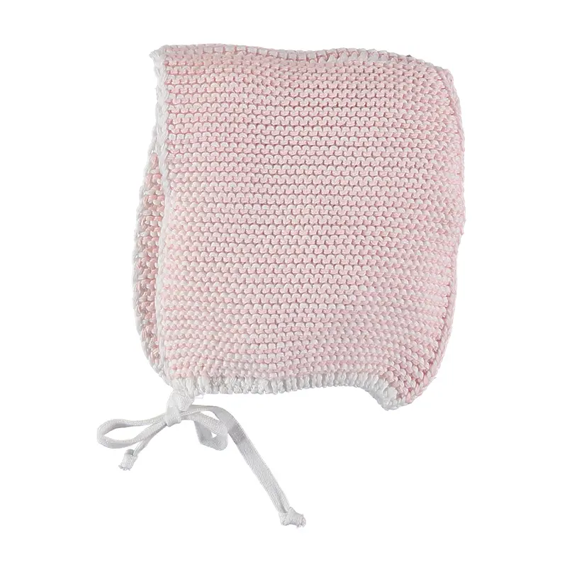 Bonnet Pixie Knit Pale Pink White