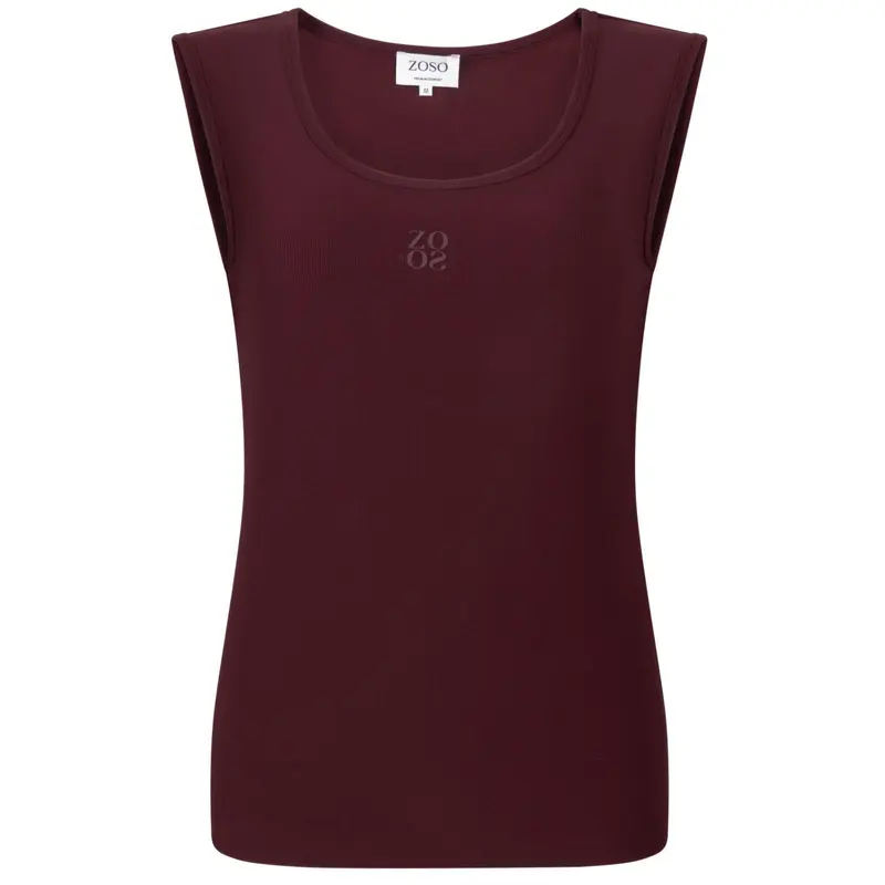 Bordeaux travel mouwloze rib top Suus