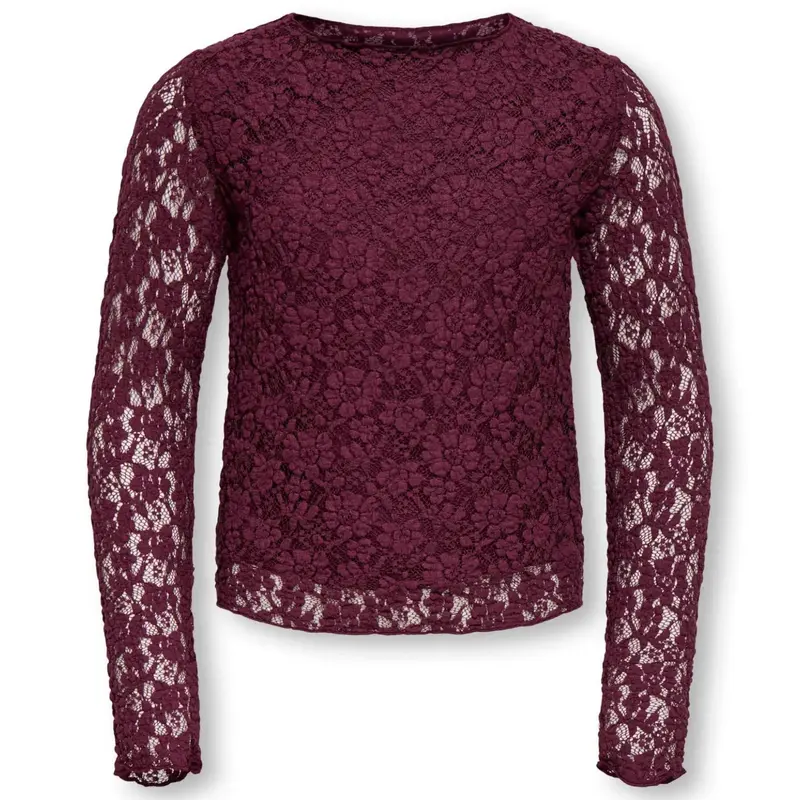 Bordeauxrode longsleeve lace top Leika