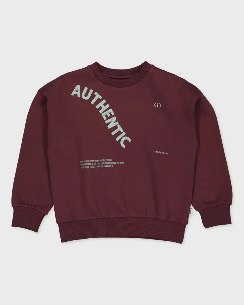 Bordeauxrode sweater met tekstprint | Dark Red