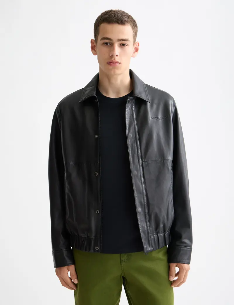 Boxy leather blouson