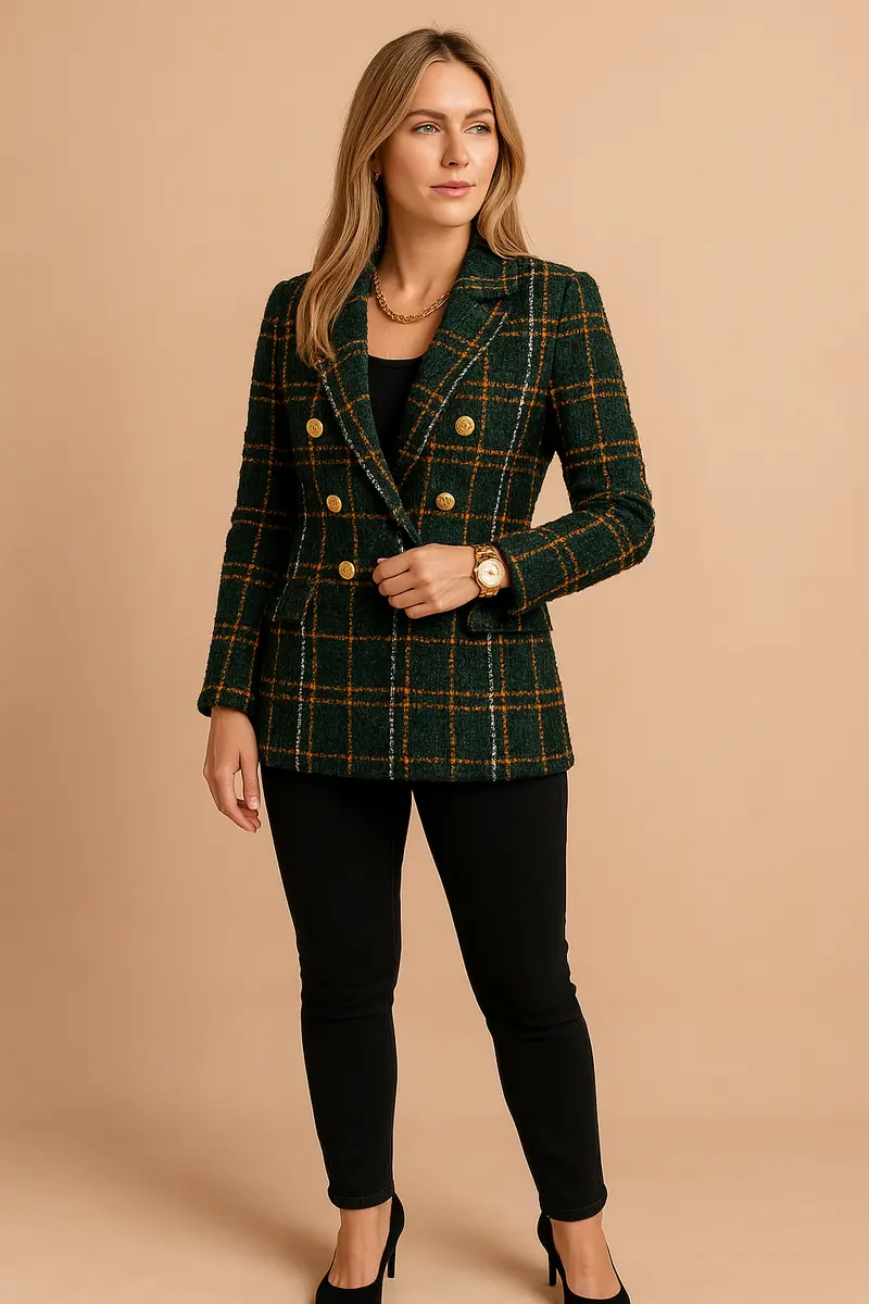 Brigitte | Damen Karierte Taillierte Blazer