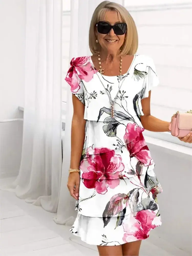 Brigitte | Elegante fließende Kleid mit Volants