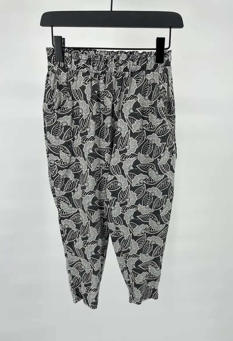 Broek Grijs Bloemen Print Maat 110