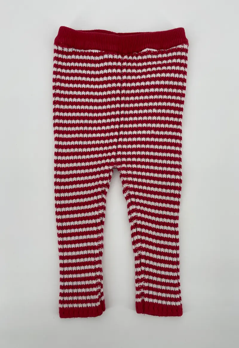 Broek Rood Wit Gestreept Gebreid Maat 74 / 80