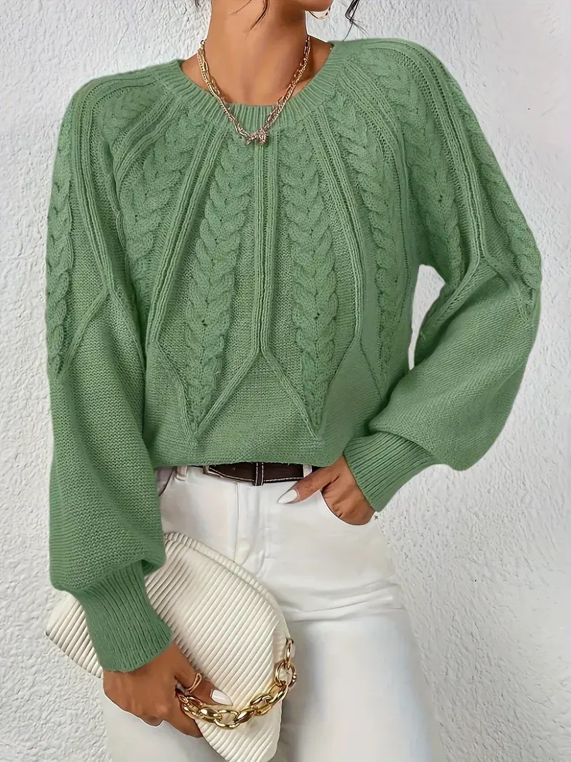 Brunhilde | Damen Strickpullover mit Zopfmuster