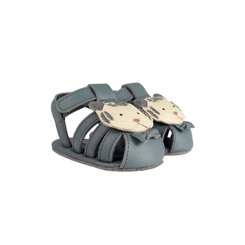 Busu Sandals | Festive White Tiger | Blue Stone Leather