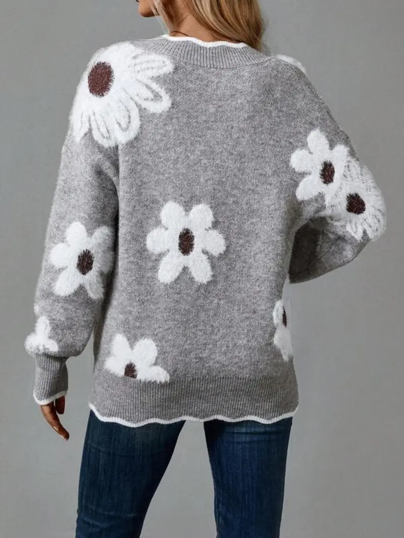 Camila | Damen V-Ausschnitt Langarmpullover