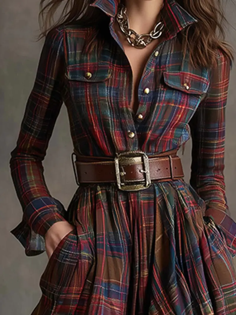 Caralisse - Premium Maxikleid mit Karomuster