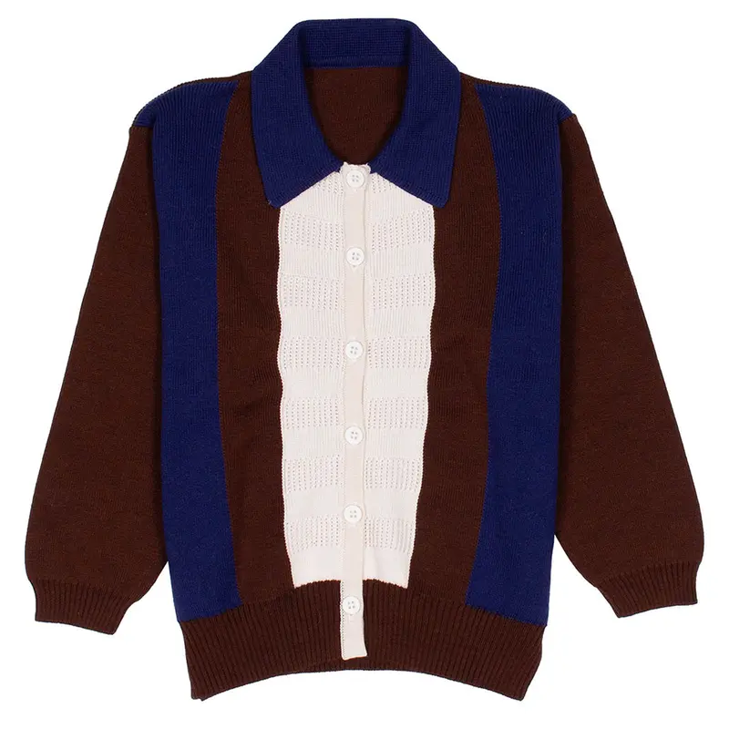 Cardigan Choc Navy Ecru - Sample