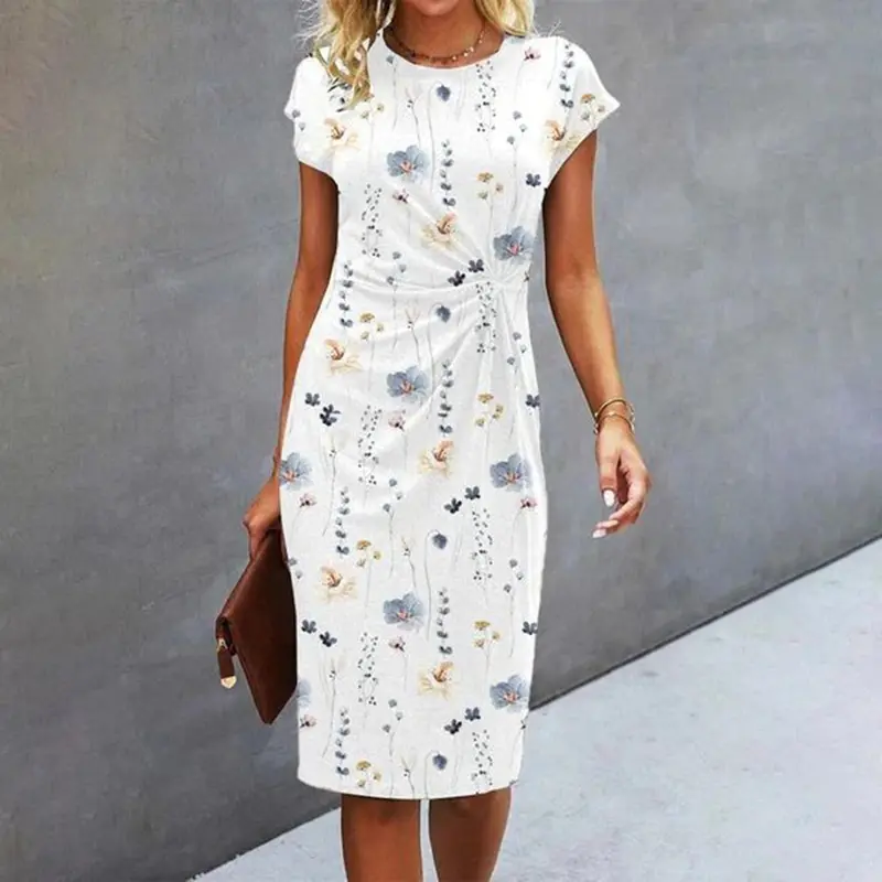 Carmen | Kurzarm Gerafft Midikleid