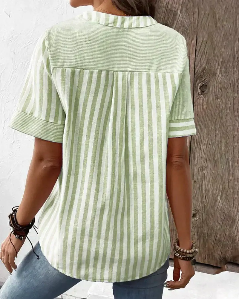 Caroline | Gestreift U-Boot-Ausschnitt Bluse