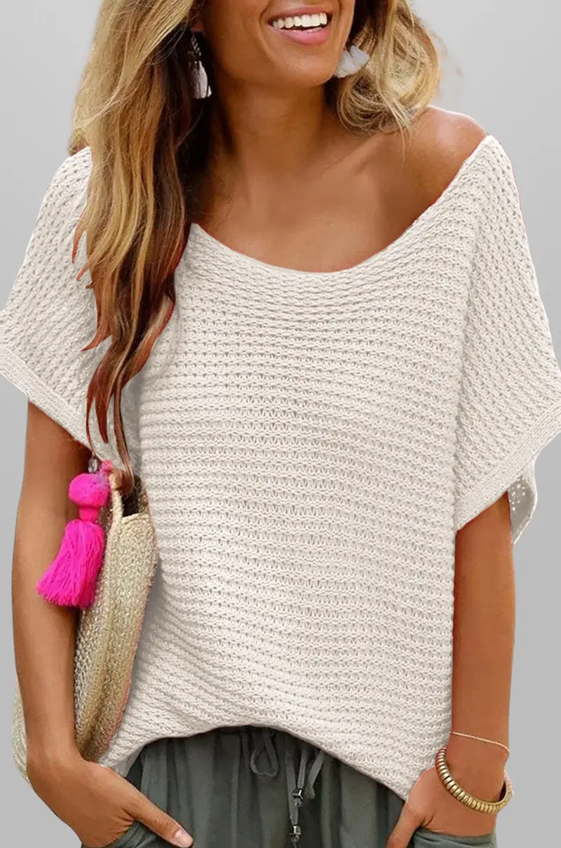 Casual gebreide top met korte mouwen voor dames