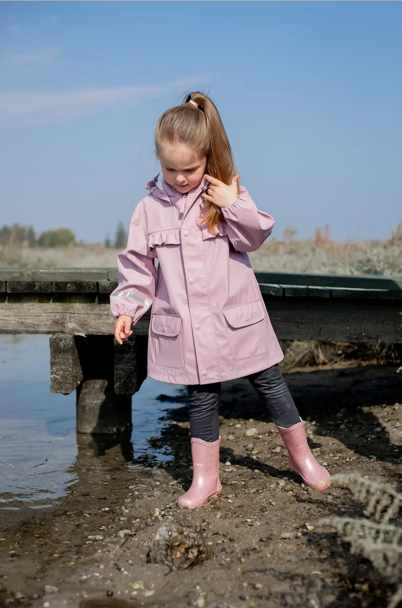 Celavi Rain Coat Solid Mauve Shadow - Regenjas Lang model zachtroze