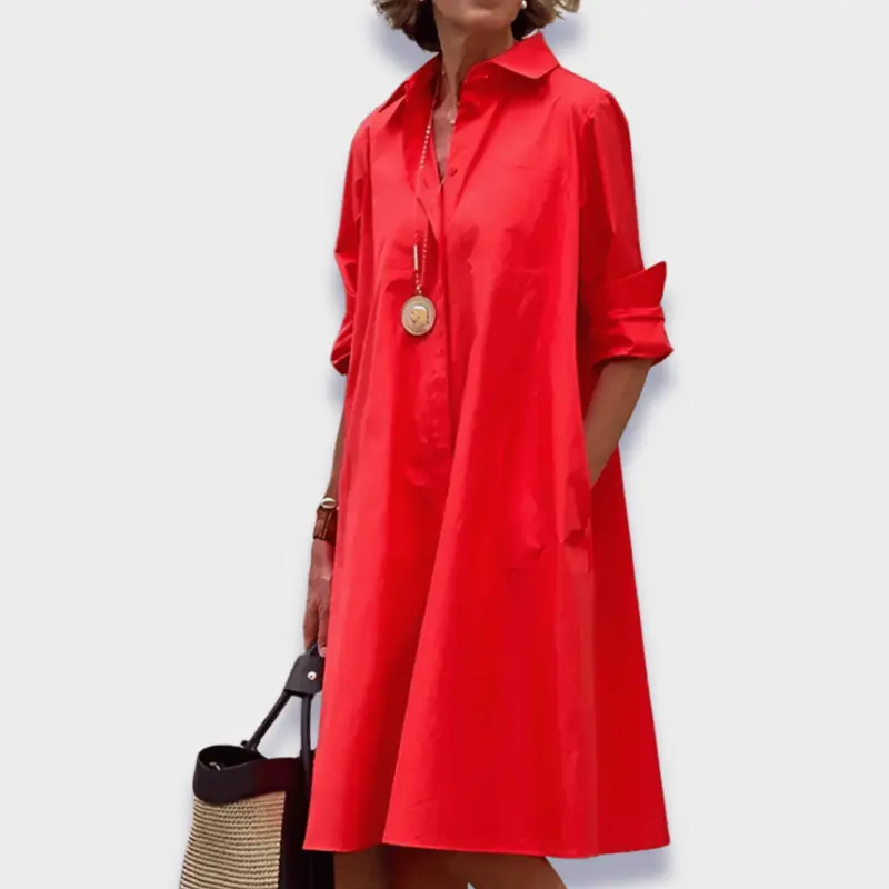 Celeste | Polo Kragen Midikleid