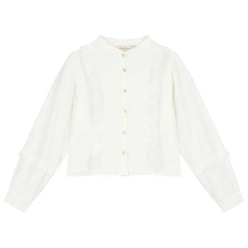 Charlie Petite | Charmaine Blouse | White & Flower White
