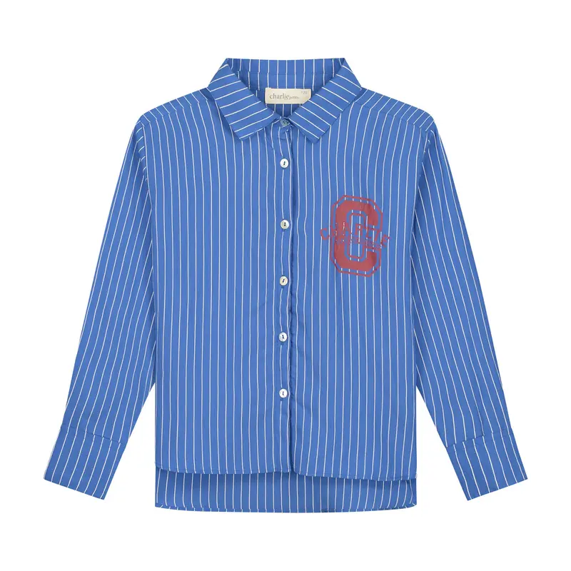 Charlie Petite | Isra Blouse | Blue/White Stripes