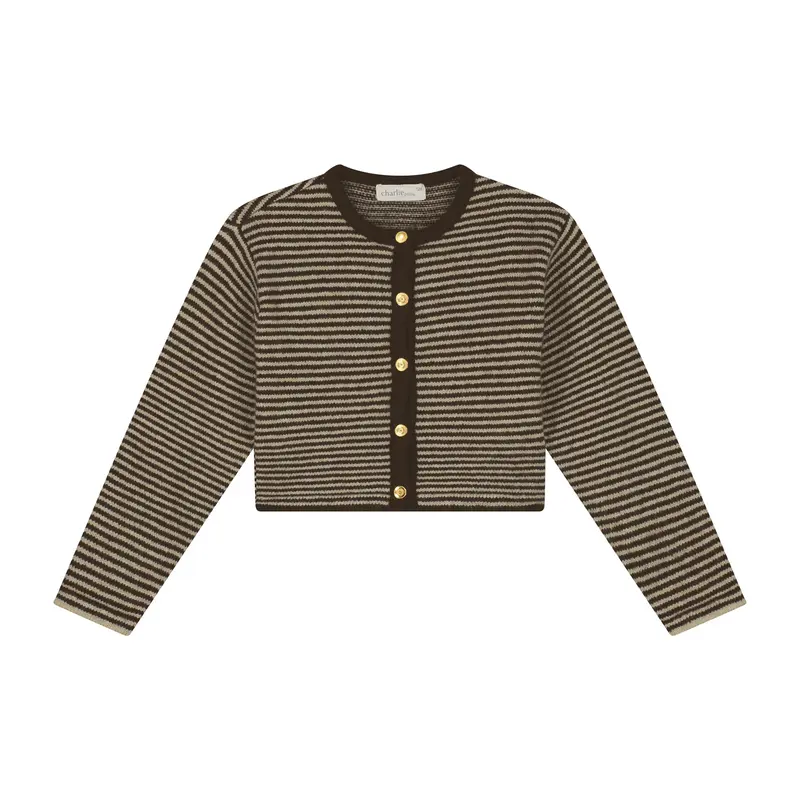 Charlie Petite | Jade Cardigan | Stripes Brown/Ecru
