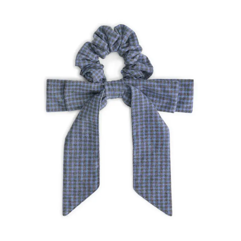Charlie Petite | Niya Scrunchie | Blue/Grey Checked