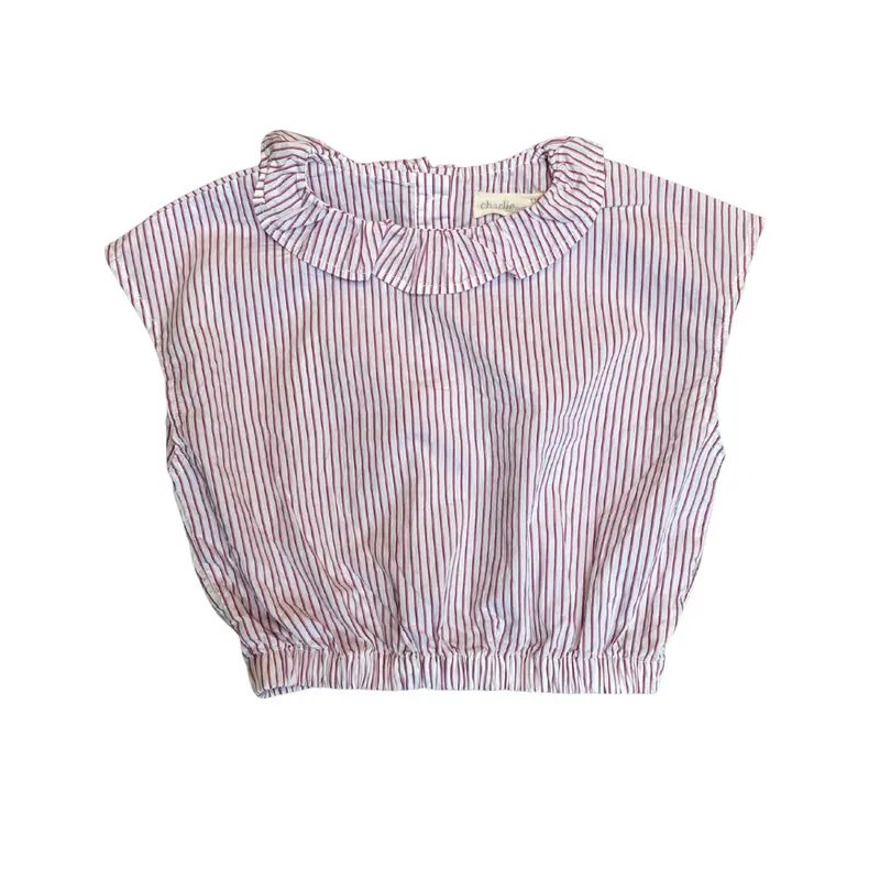 Charlie Petite | Paige Top | White/Red Stripes