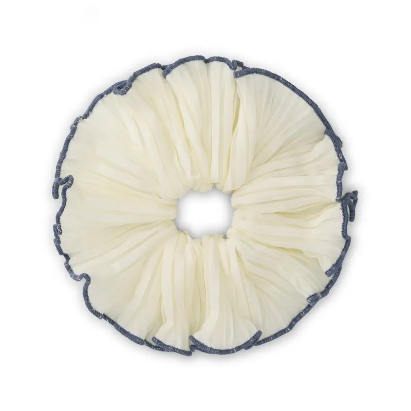 Charlie Petite | Peach Scrunchie | Ecru with Navy