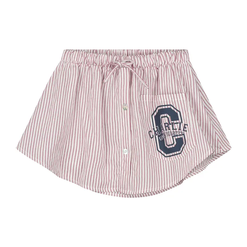 Charlie Petite | Pem Skirt | White/Red Stripes