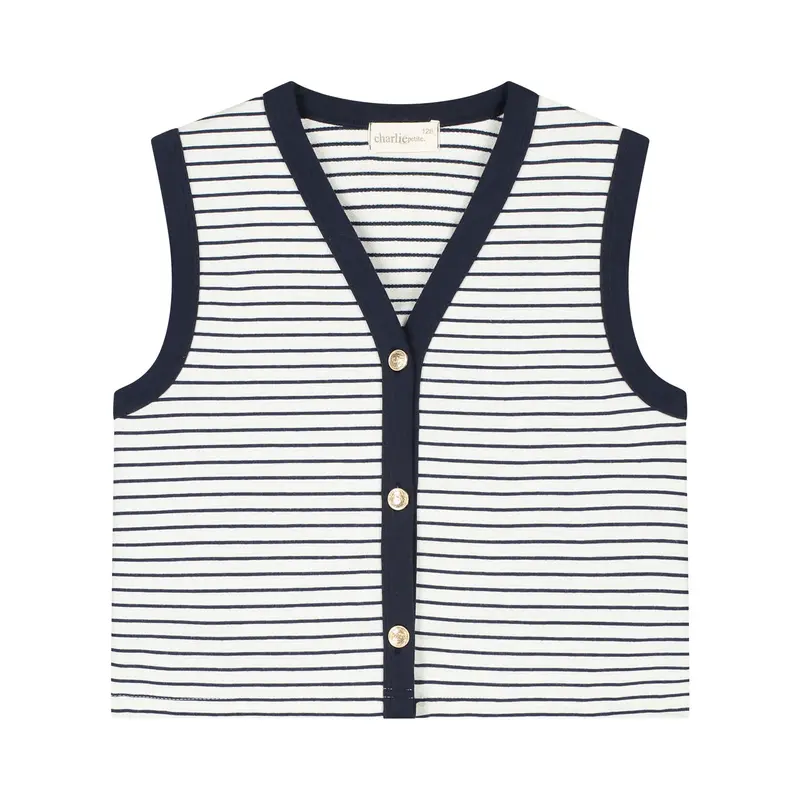 Charlie Petite | Perla Gilet | Stripes Ecru/Navy