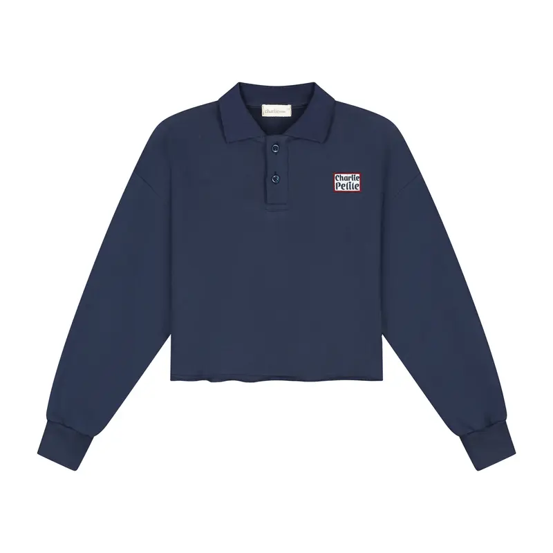 Charlie Petite | Pixie Polo Sweater | Navy