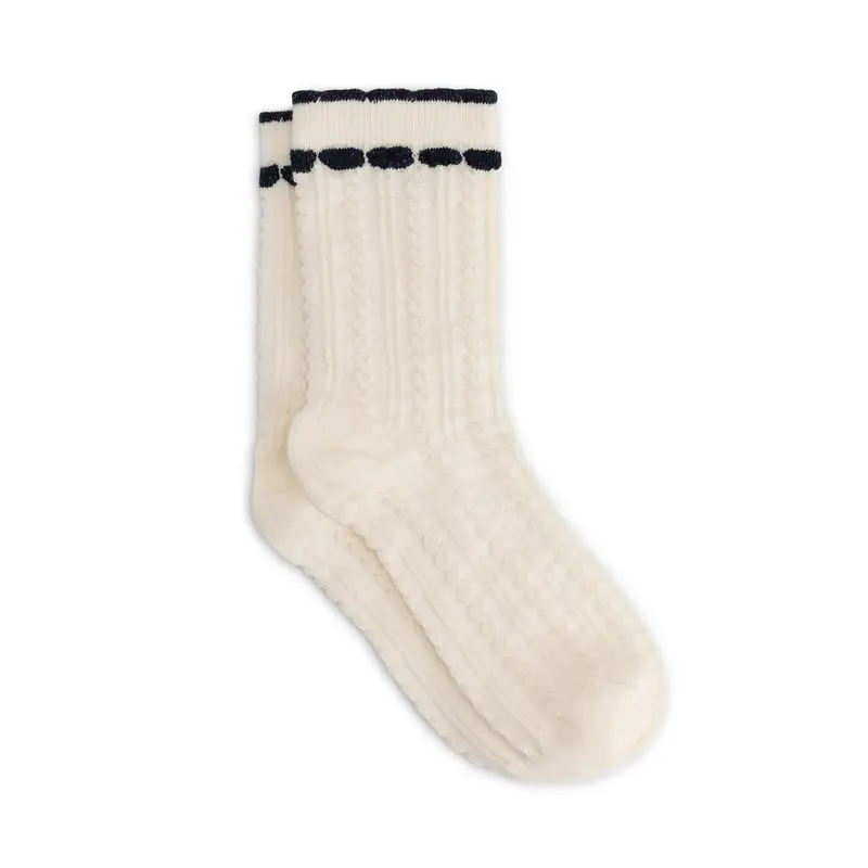 Charlie Petite | Pixie Socks | Ecru with Navy