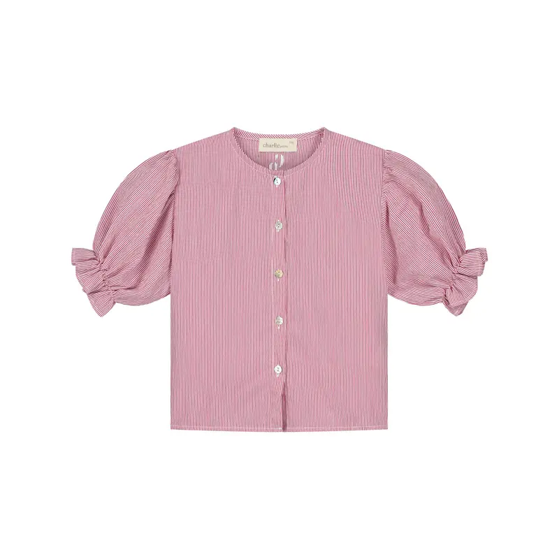 Charlie Petite | Plien Blouse | Red/White Stripes