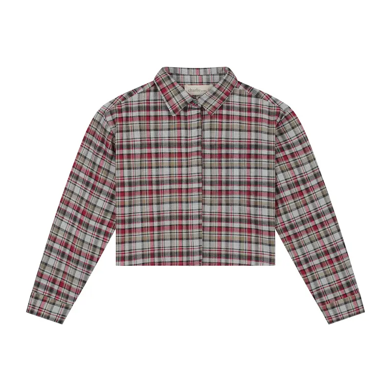 Charlie Petite | Sage Blouse | Red/Green/Grey Checked