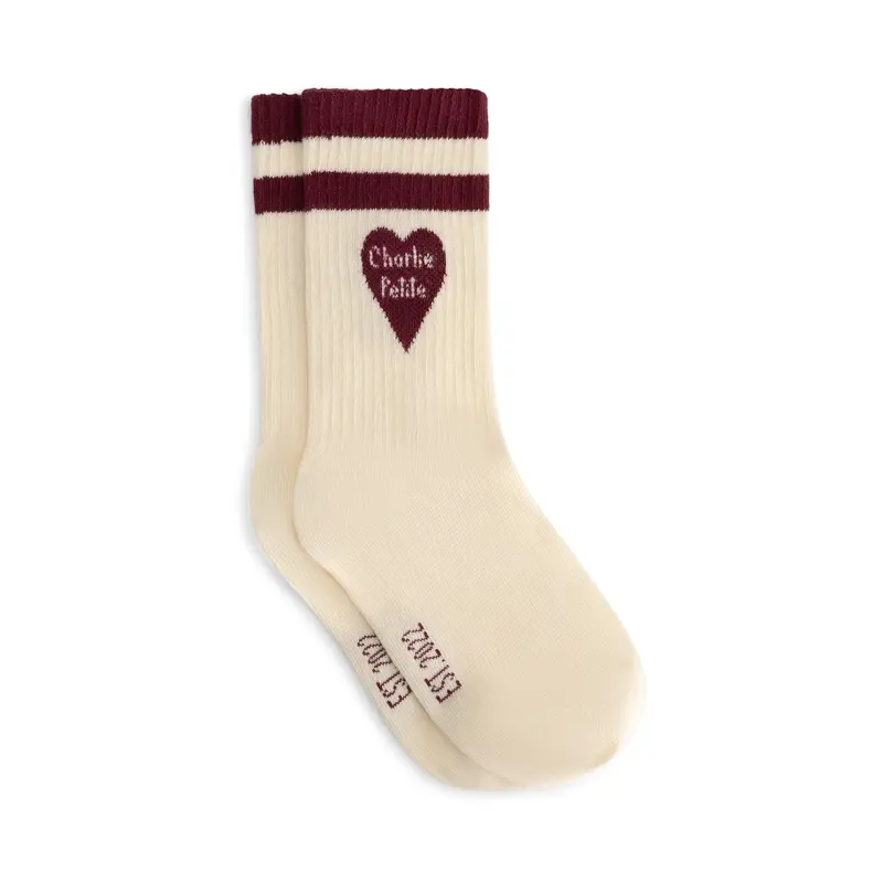 Charlie Petite | Soy Socks | Ecru with Bordeaux