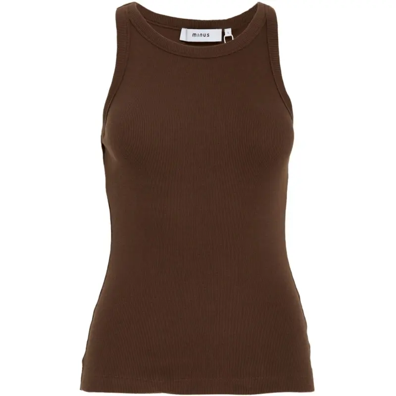 Chestnut gots ronde hals rib top Maluna
