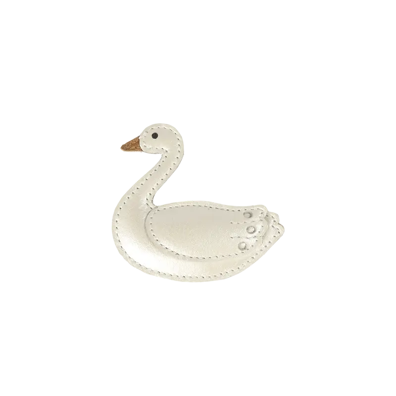 Chiem Clip | Swan | Off White Metallic Leather