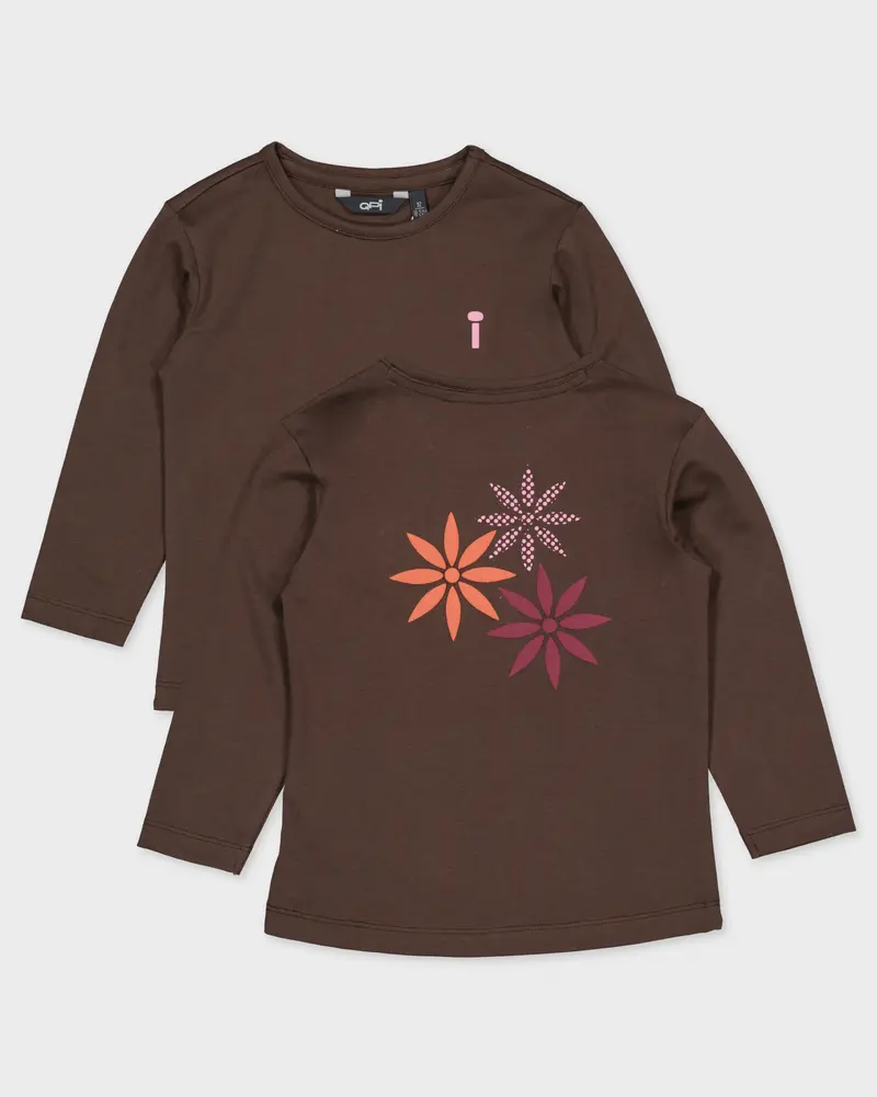 Chocoladebruine longsleeve met bloemenprint | Brown