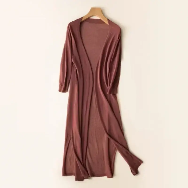 Christina | Damen Lange Leichte Strickjacke